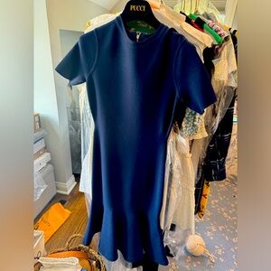 Milly navy blue dress with flounce